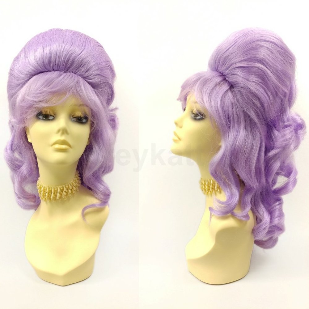 Purple retro 60s beehive wig